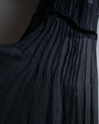 "PRADA" Gathered ribbon design puff sleeve dress