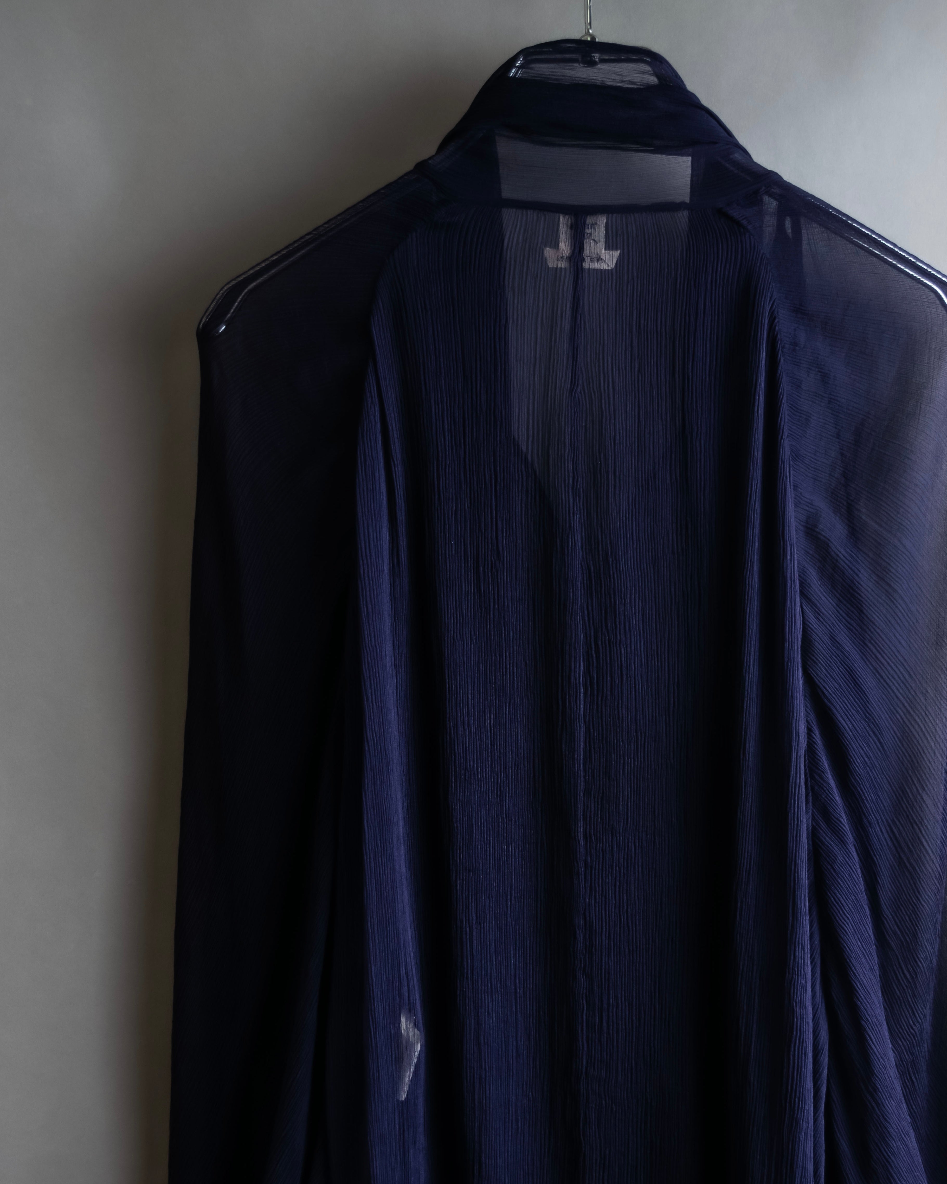 "HERMES" Bowtie detail balloon sleeve sheer pullover