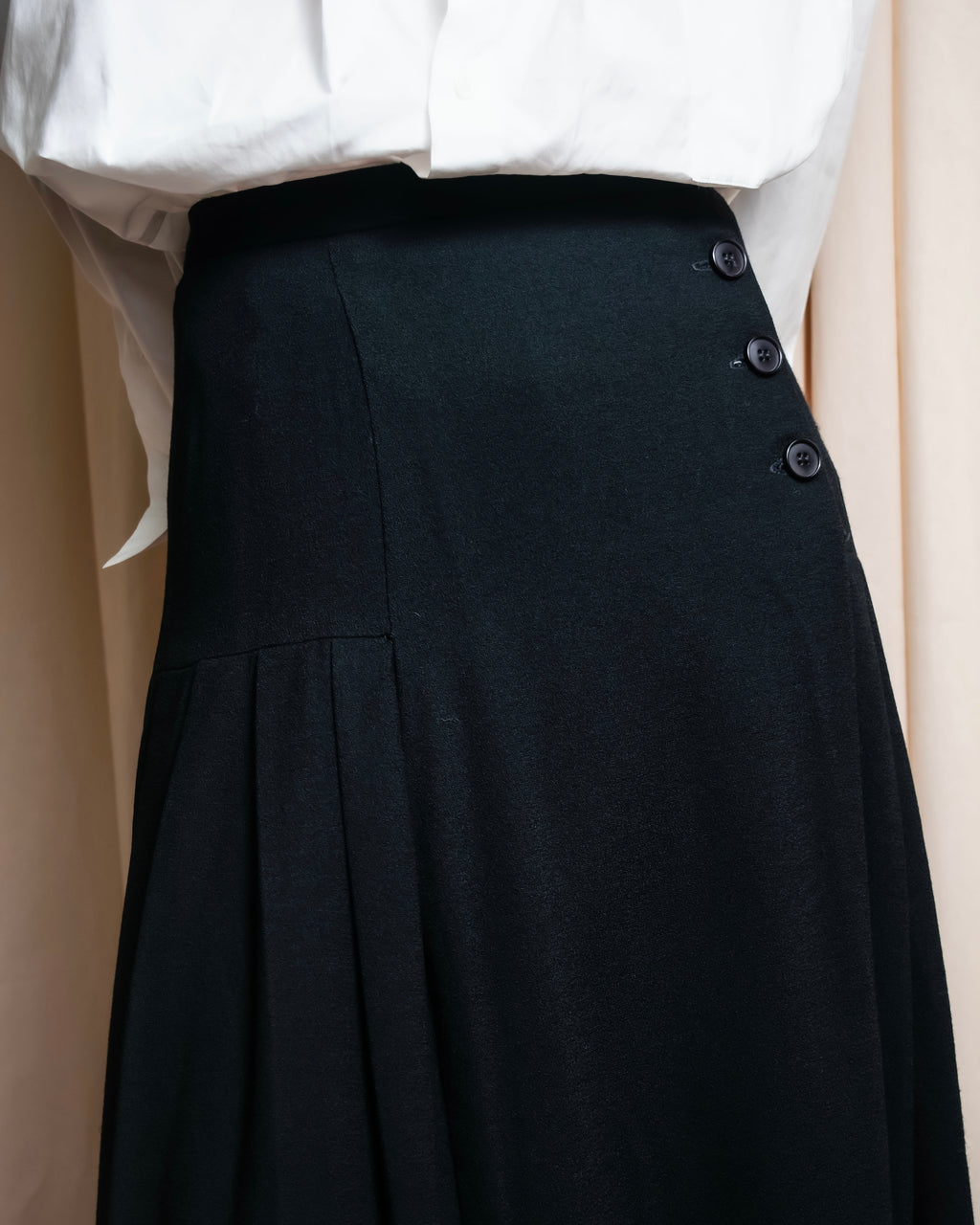 "Christian Dior" Wool draped pleated flared skirt