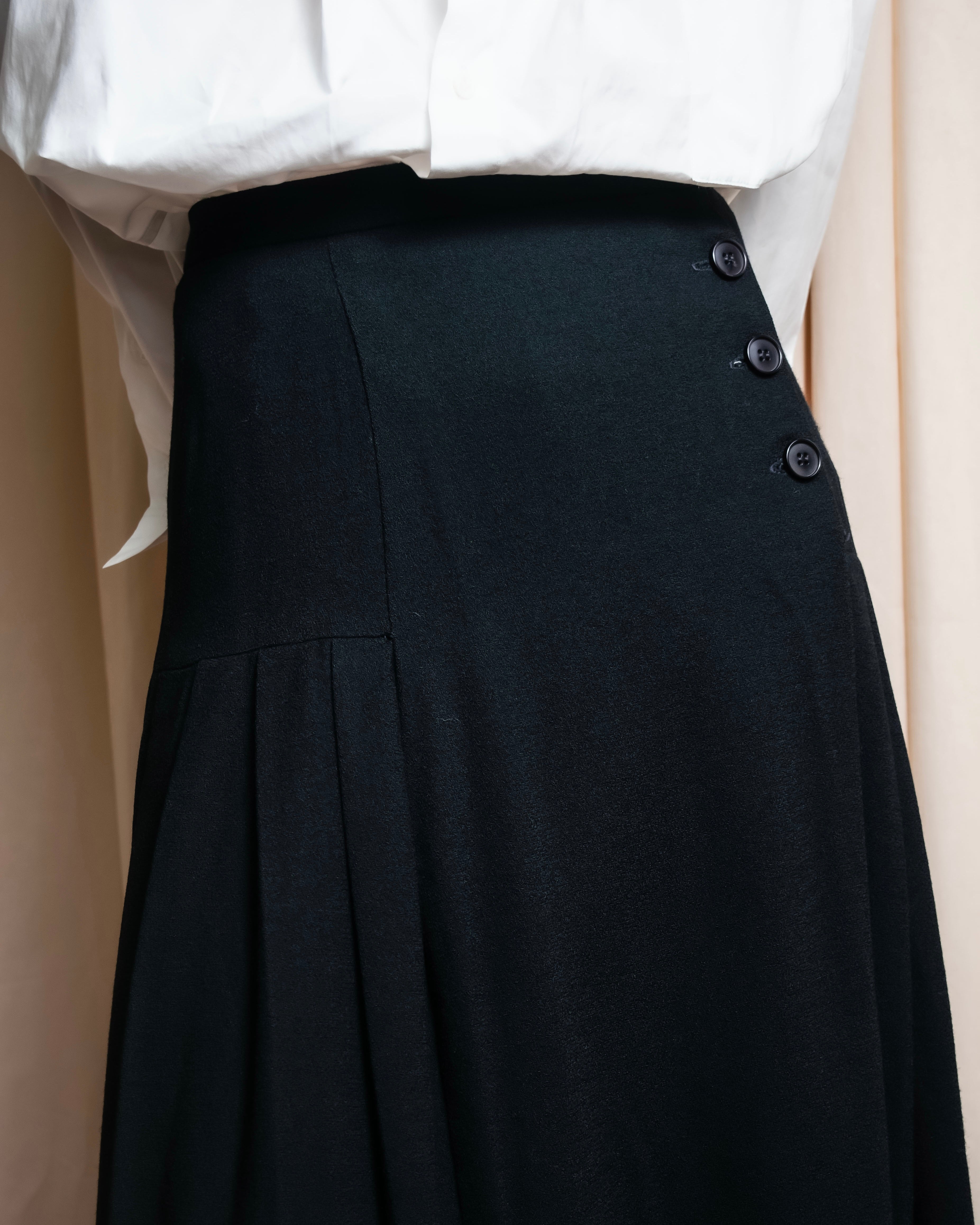 "Christian Dior" Wool draped pleated flared skirt