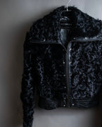 "HERMITAGE" Box silhouette double zipper fur blouson