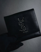 "YVES SAINT LAURENT" Stud-embellished monogram bi-fold wallet