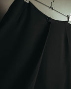 “HERMÈS” 90’s-00’s Minimal black silk wrap skirt