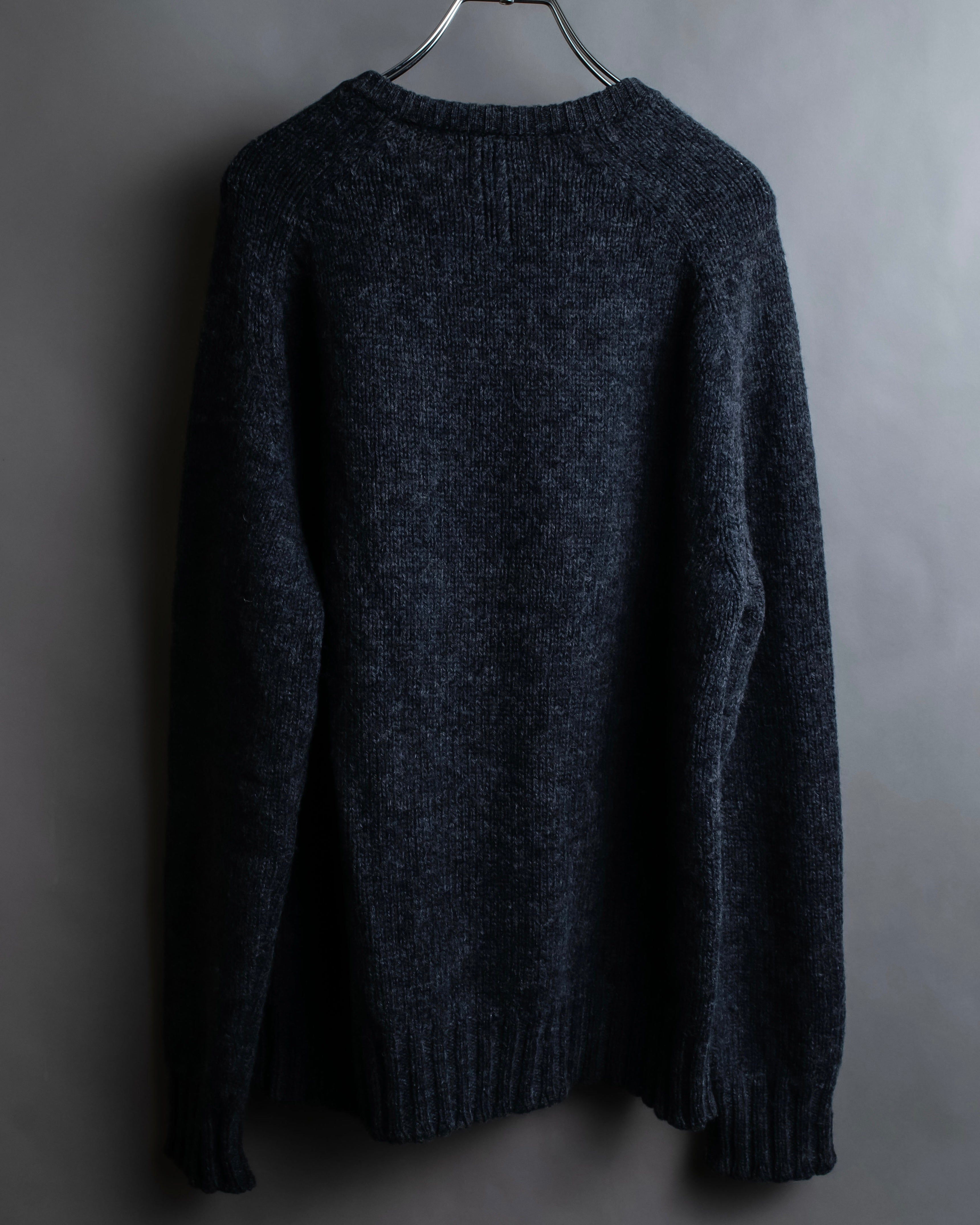"Saint Laurent" Long-haired wool charcoal tone knit pullover