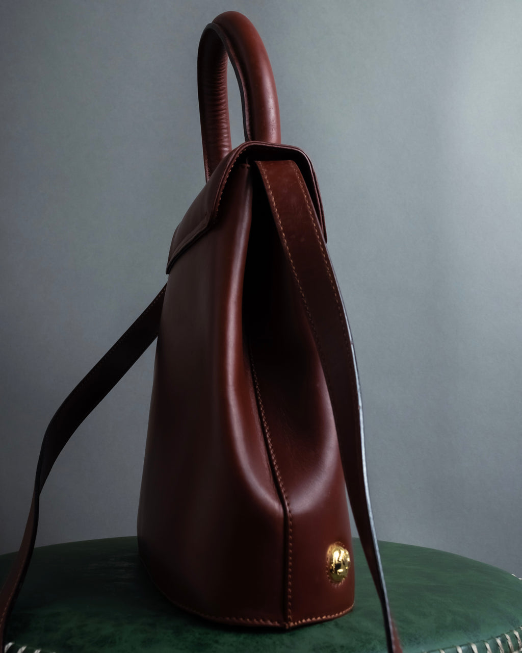 "Salvatore Ferragamo" Coin motif metal design leather hand bag