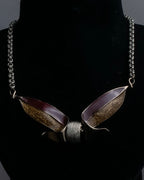 "BALENCIAGA" Gold glitter leaf motif necklace