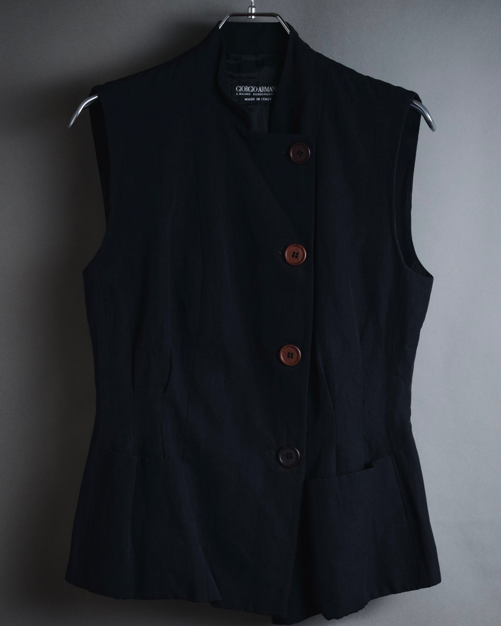 "GIORGIO ARMANI" Early 90s rayon linen asymmetric gilet