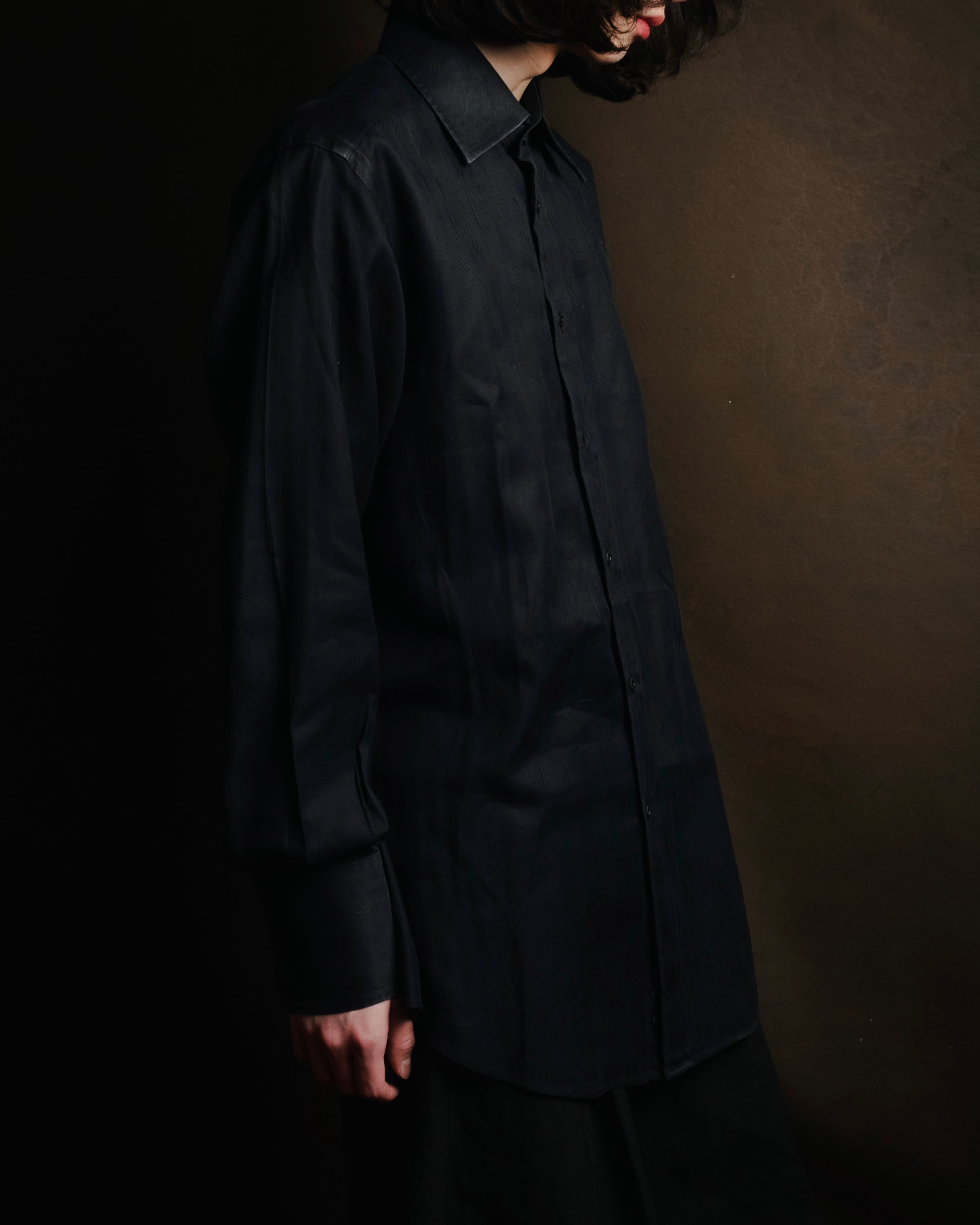 "GUCCI" 2008-2010 Herringbone wide collar dress shirt