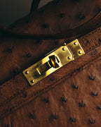 "JARDIN DES SACS" 80's-90's Structured ostrich leather top handle bag