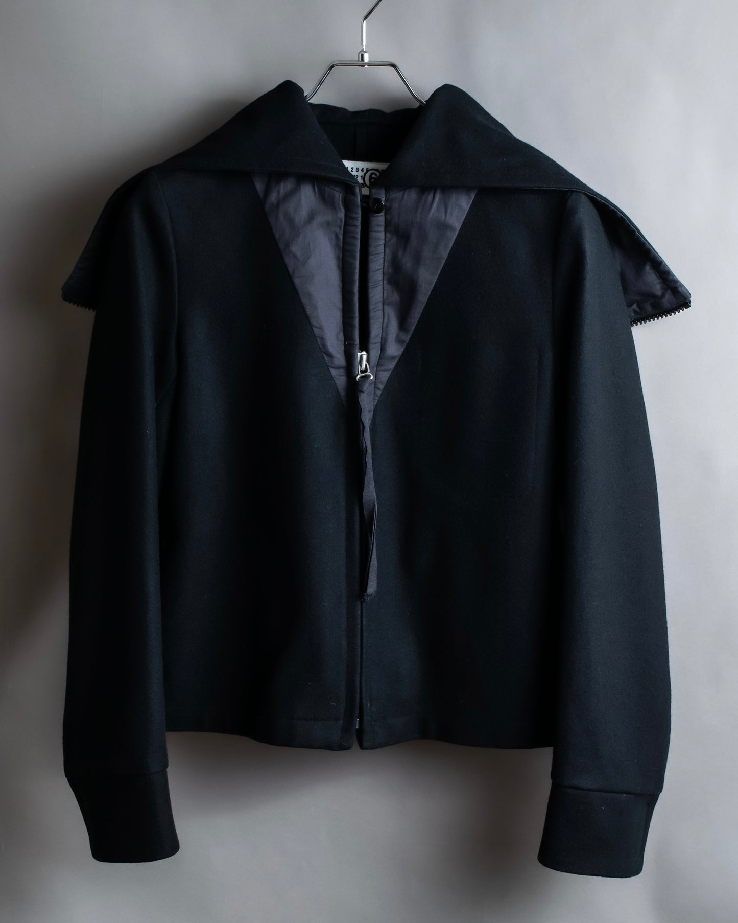 "MM6 MAISON MARGIELA" Wool blend zip up cape collar jacket