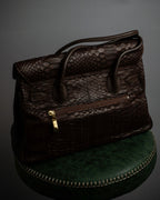 "Vintage turnlock design python leather bag"