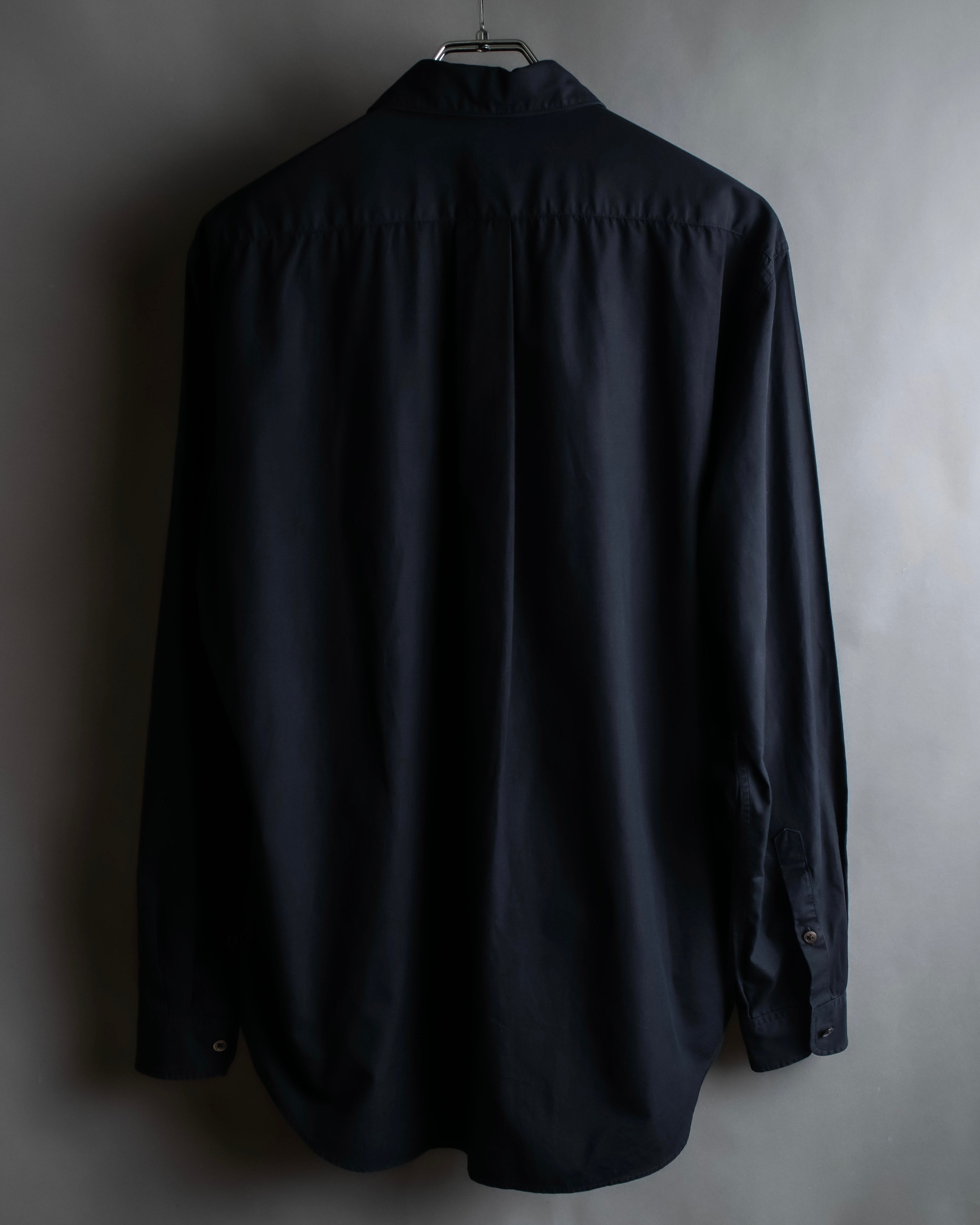 "Yohji Yamamoto COSTUME d’HOMME" Minimal detail cotton poplin black shirt