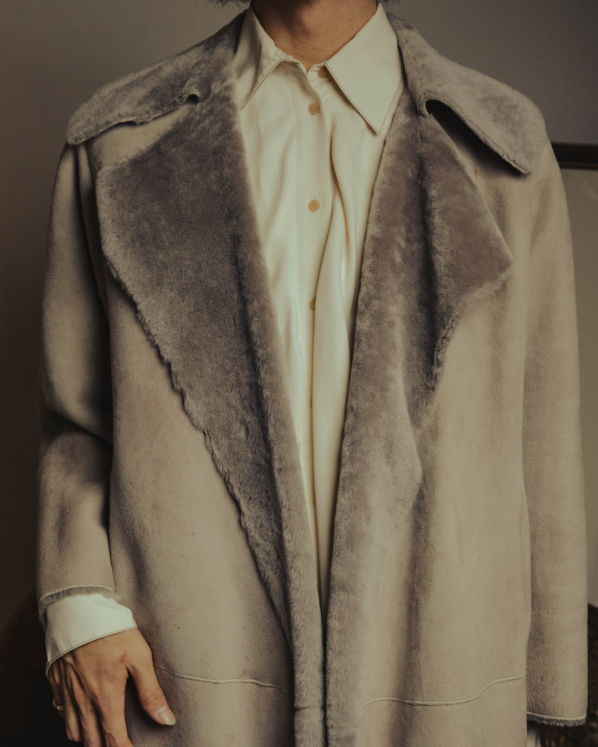 "LOEWE" 90's-00's Sculptural shearling coat
