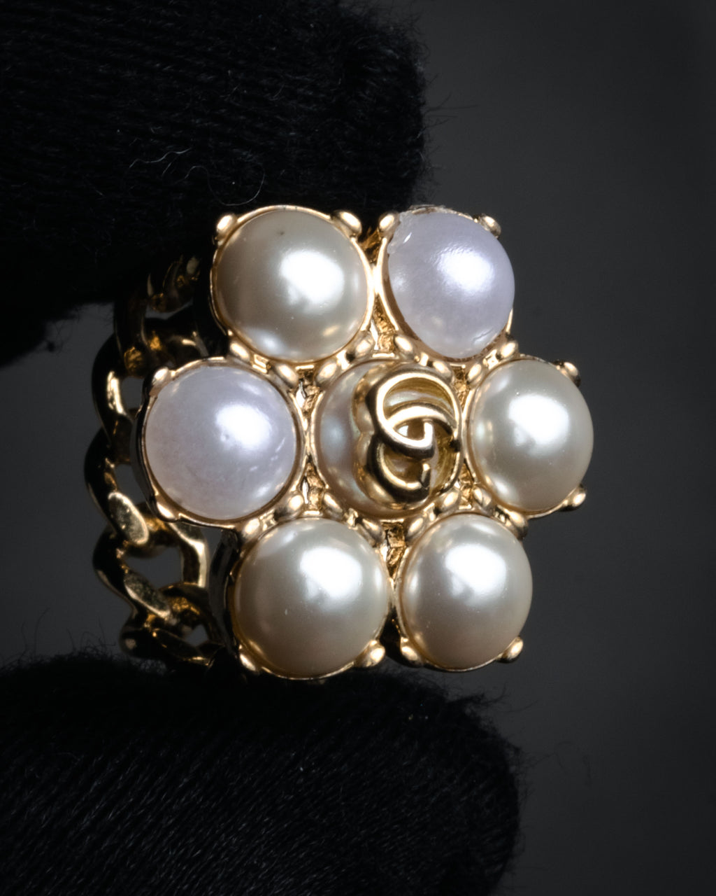 “GUCCI“ 2015-2022 Pearl flower chain ring