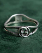 "GUCCI" Interlocking G motif cut out silver ring