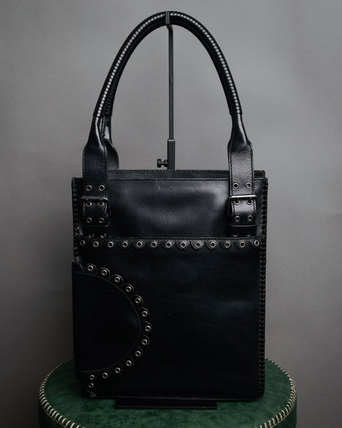 -SPECIAL- “Yves Saint Laurent rive gauche” 2001-2004 Eyelet leather tote bag