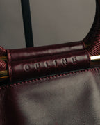 “CELINE” 90’s-00’s Burgundy leather ring handle tote bag