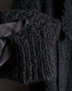 "YVES SAINT LAURENT" Ribbon design stand collar low gauge cardigan