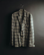 -SPECIAL- "Hermès" 10's Textured linen blend check blazer