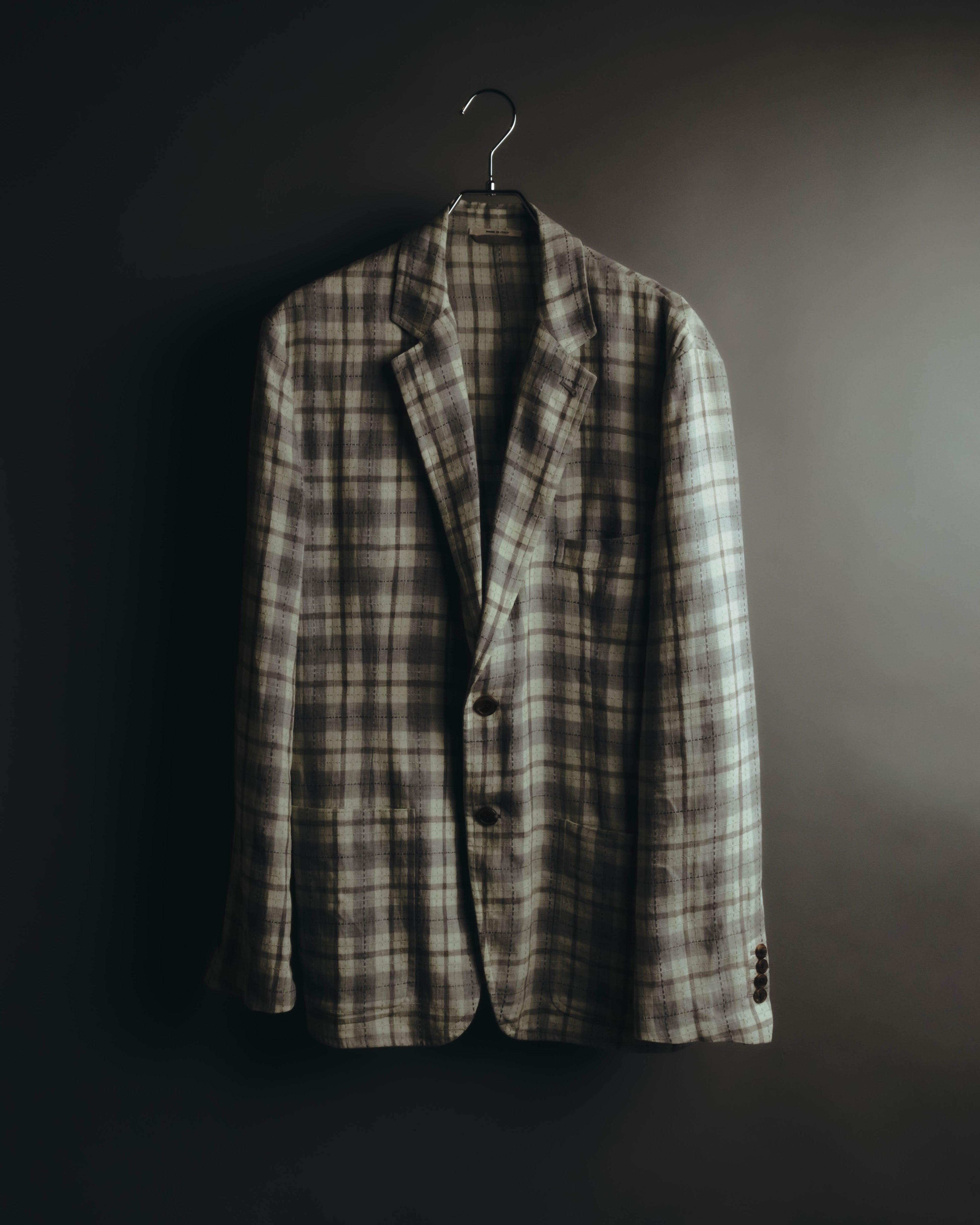 -SPECIAL- "Hermès" 10's Textured linen blend check blazer