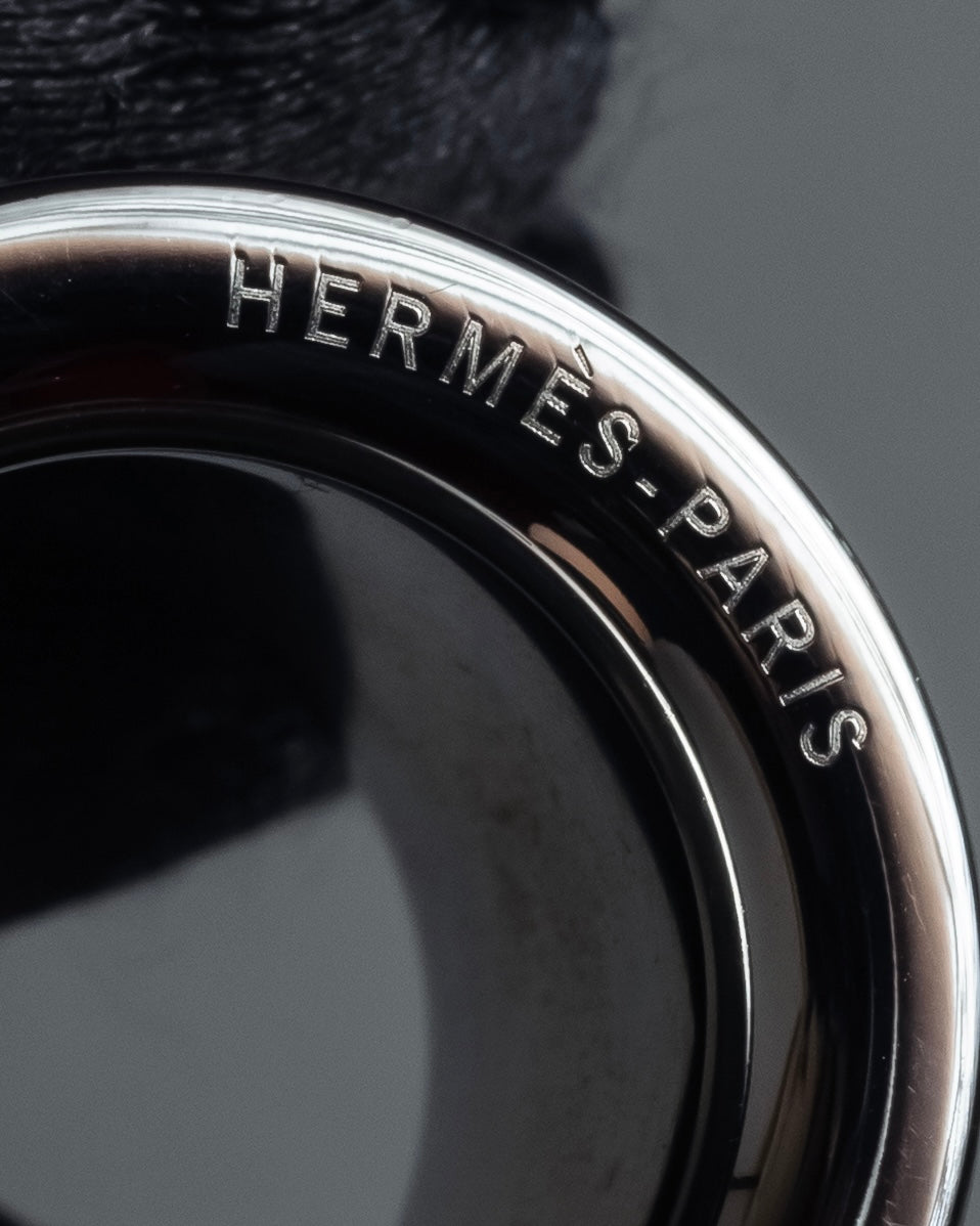 "HERMES" Drum-shaped calf leather scarf ring