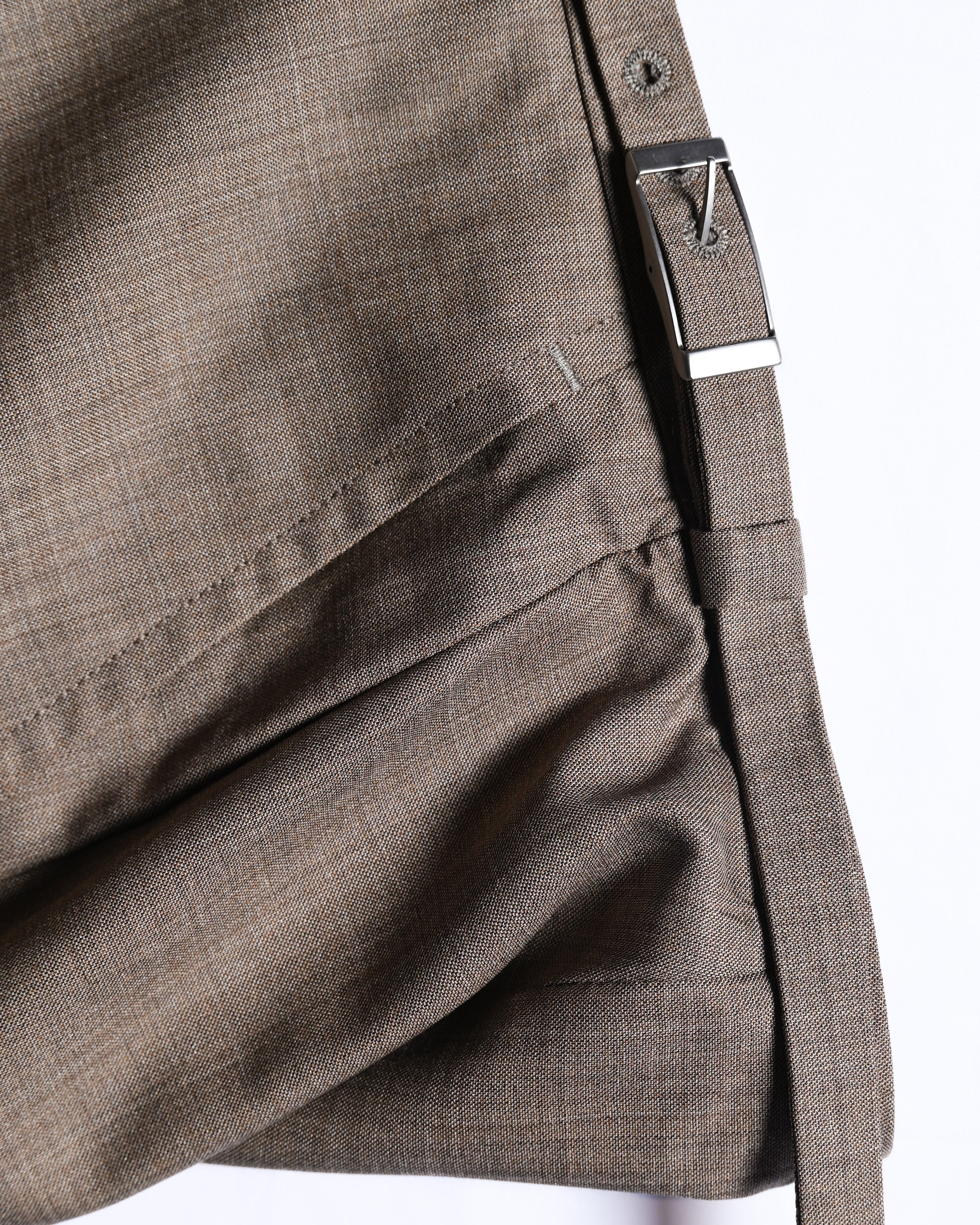 Hermes/ Silk Blended Waist Belt Shorts Brown