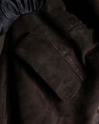 "LOEWE" 80's flowing line suede leather chester coat