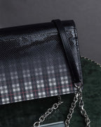 "MAISON MARGIELA" Check pattern gradient design chain shoulder leather wallet bag
