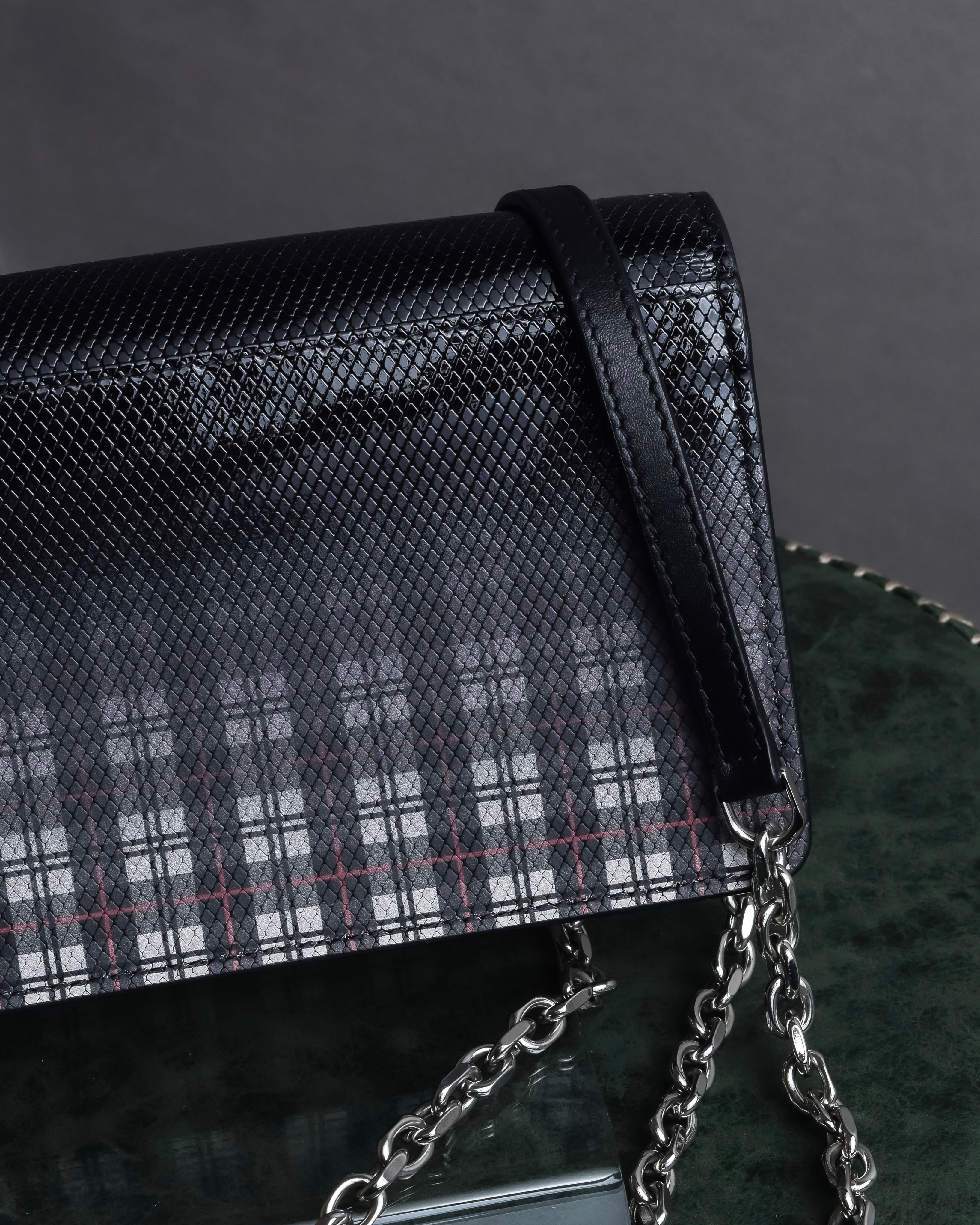"MAISON MARGIELA" Check pattern gradient design chain shoulder leather wallet bag
