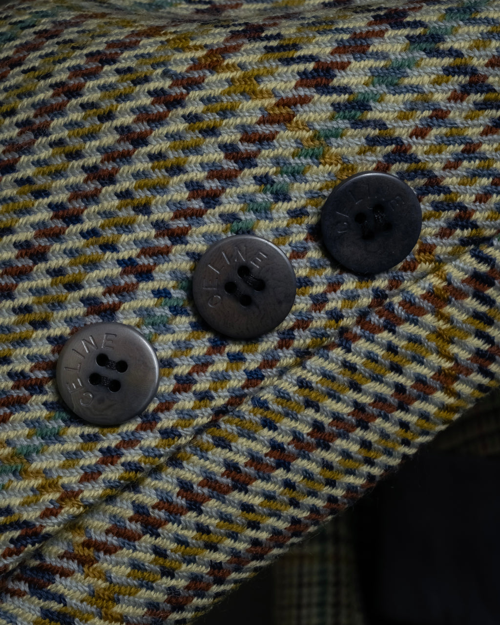 "CELINE" 90’s–00’s checked velvet collar coat