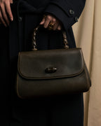 -SPECIAL- "GUCCI"  1980-1986's Inherited model grained leather bamboo bag