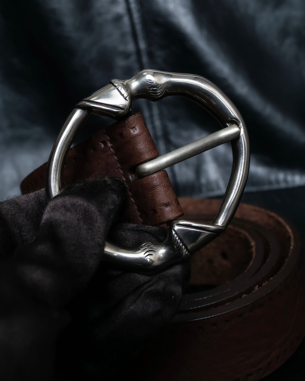 "GUCCI" Horse's foot motif antique style ring belt