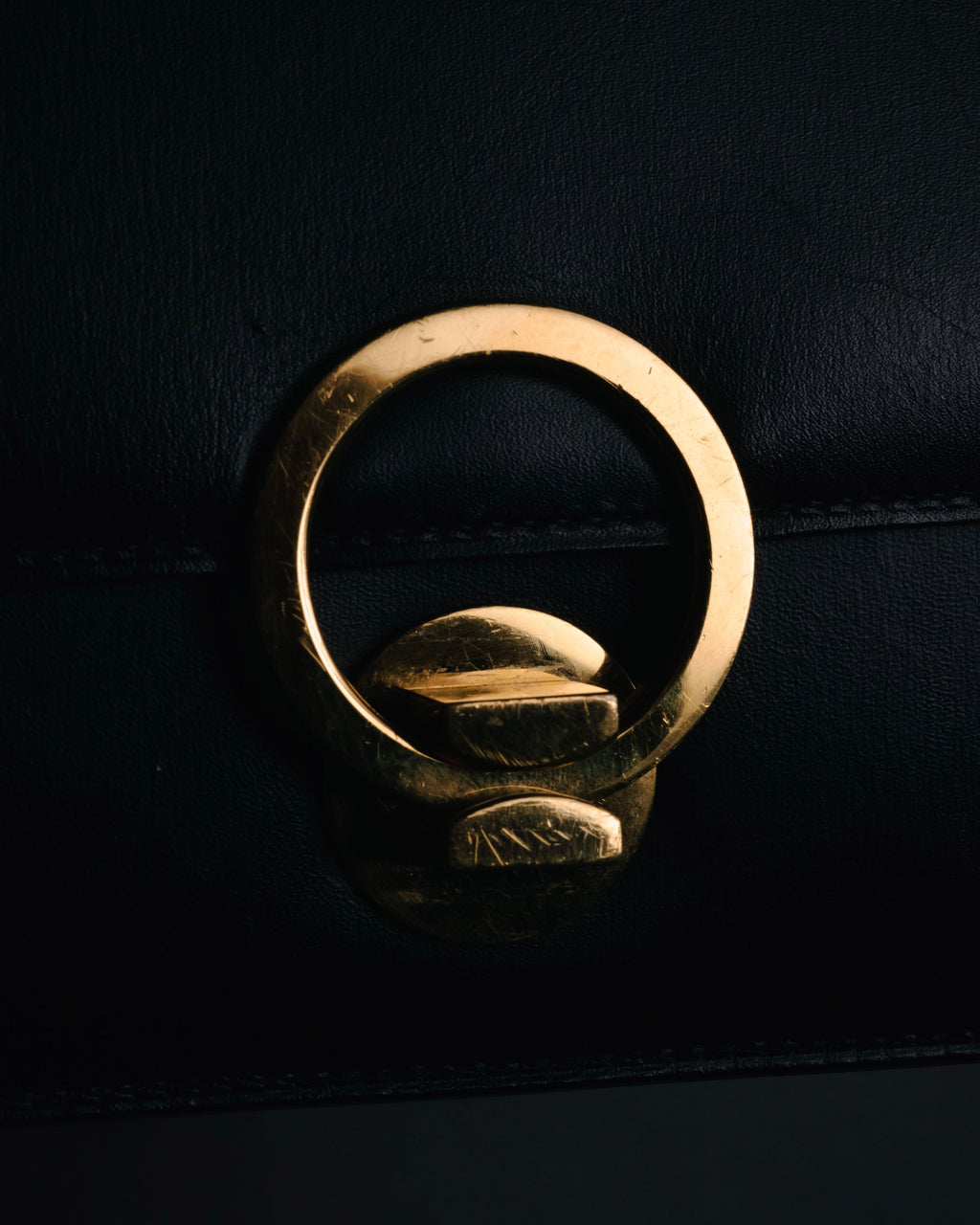 –SPECIAL– "HERMES" 90’s Box calf ring-lock accordion shoulder bag