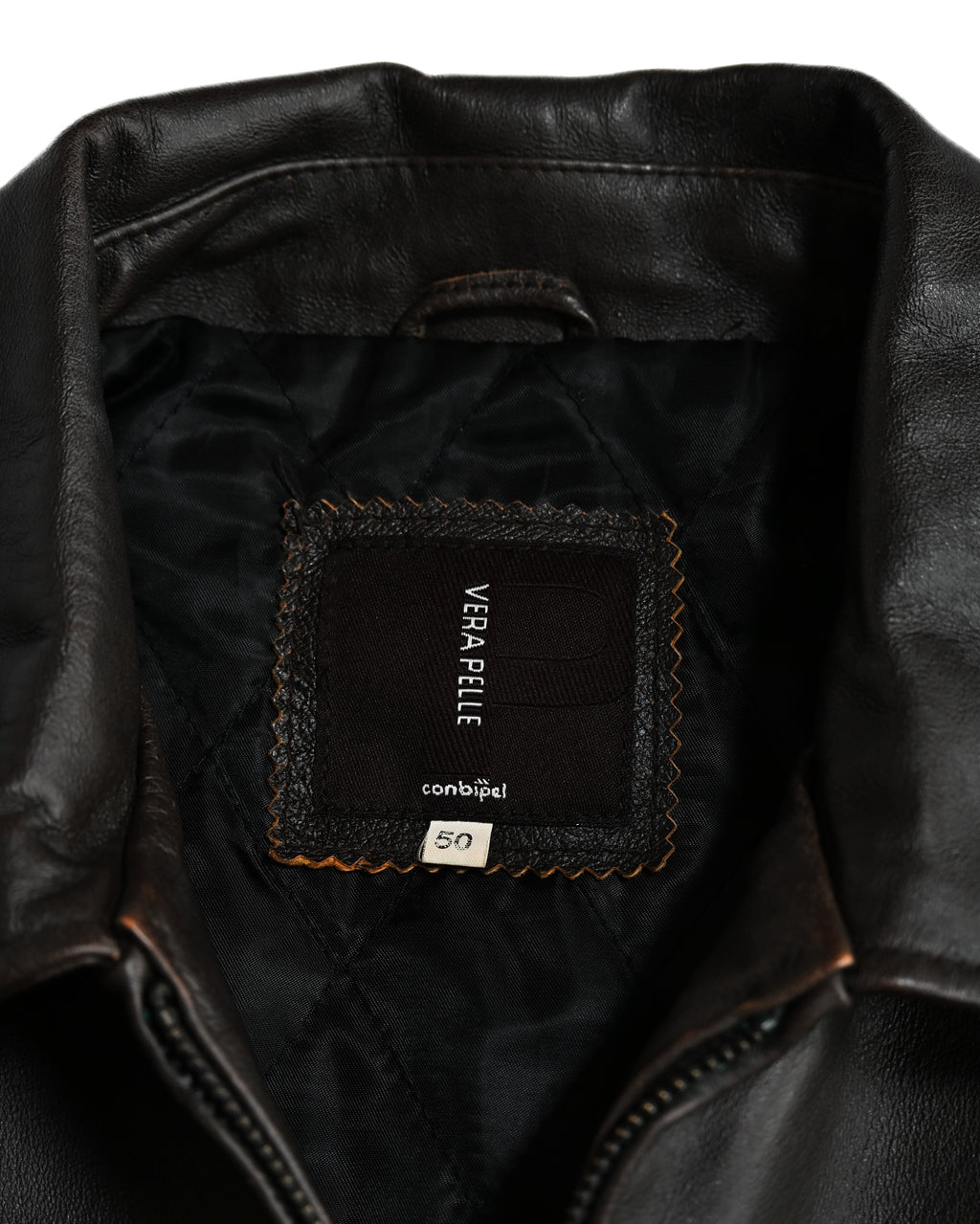 VINTAGE / Architectural Leather Jacket Dark Brown