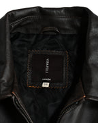 VINTAGE / Architectural Leather Jacket Dark Brown