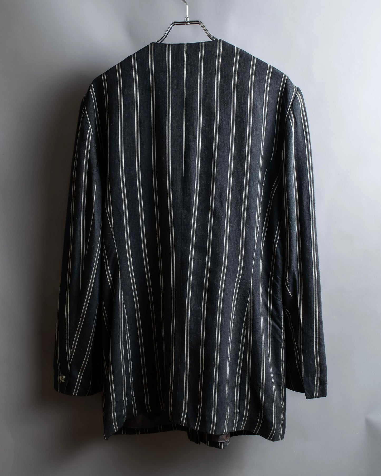 "Vintage multi stripe collarless jacket"