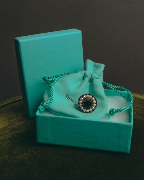 -SPECIAL- “Tiffany & Co.” 2000’s Pearl and black stone Ziegfeld cocktail ring