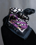 "CELINE" Belt motif pattern purple color silk scarf