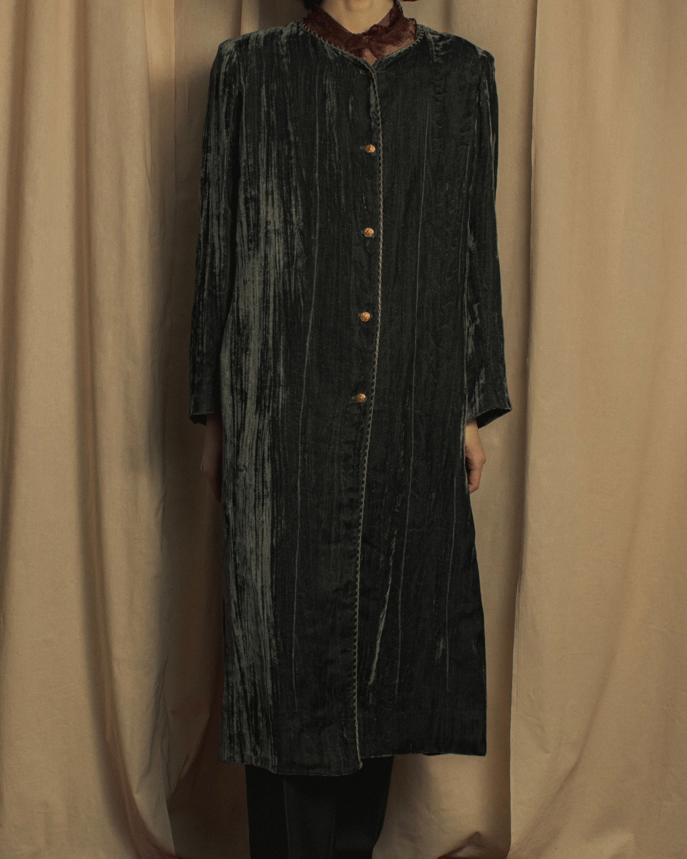 -SPECIAL- "CHANEL" 90's-00's Crushed velvet long dress