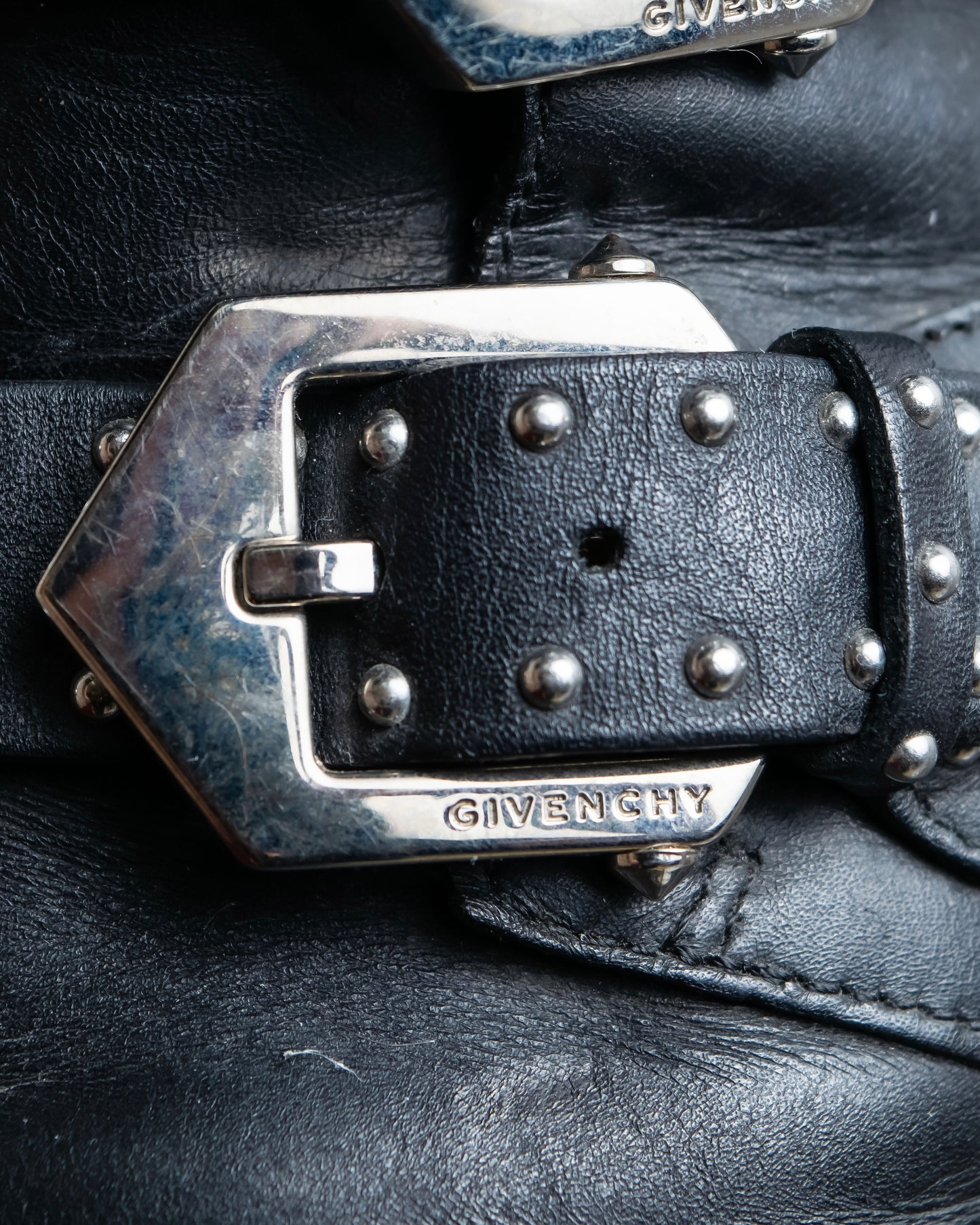 "GIVENCHY" Belt and stud design leather boots