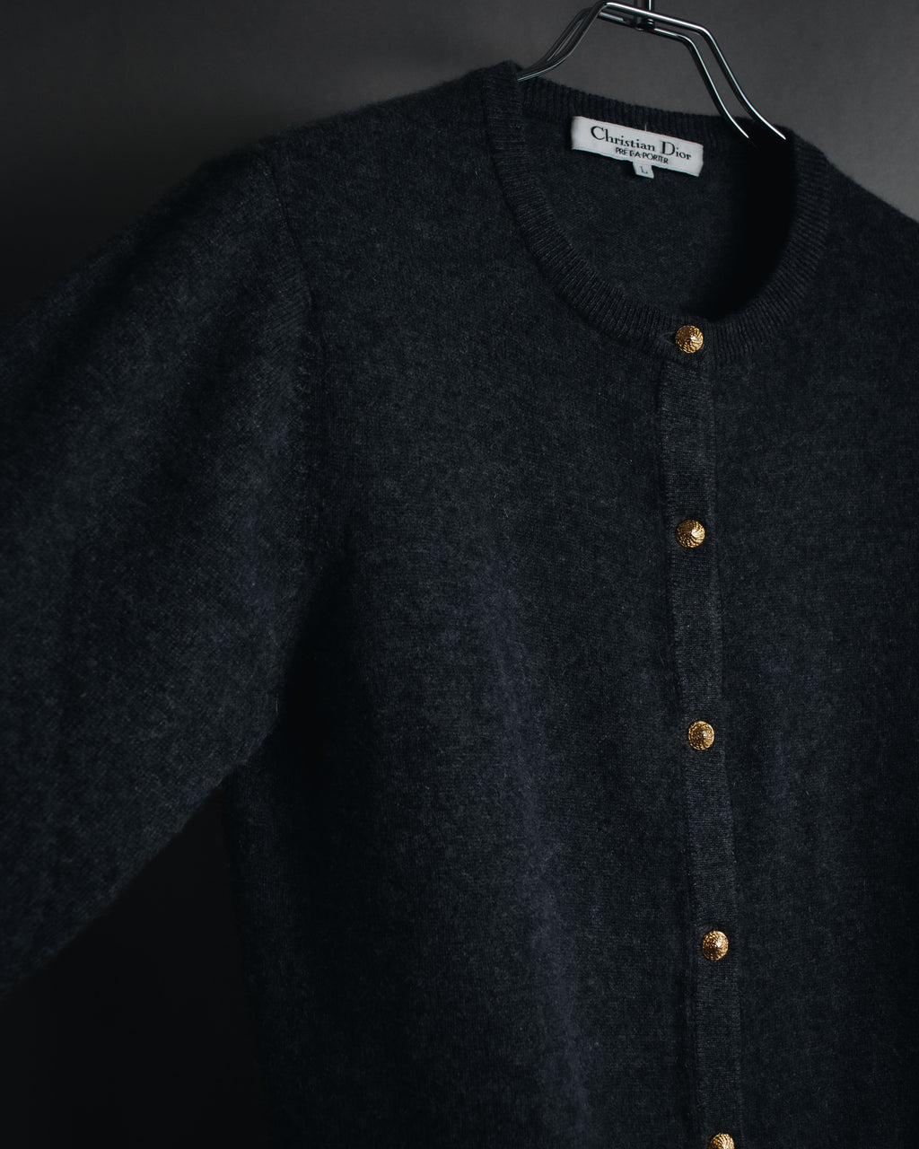 Cardigan de punto con botones de joya de los años 90 de Christian Dior
