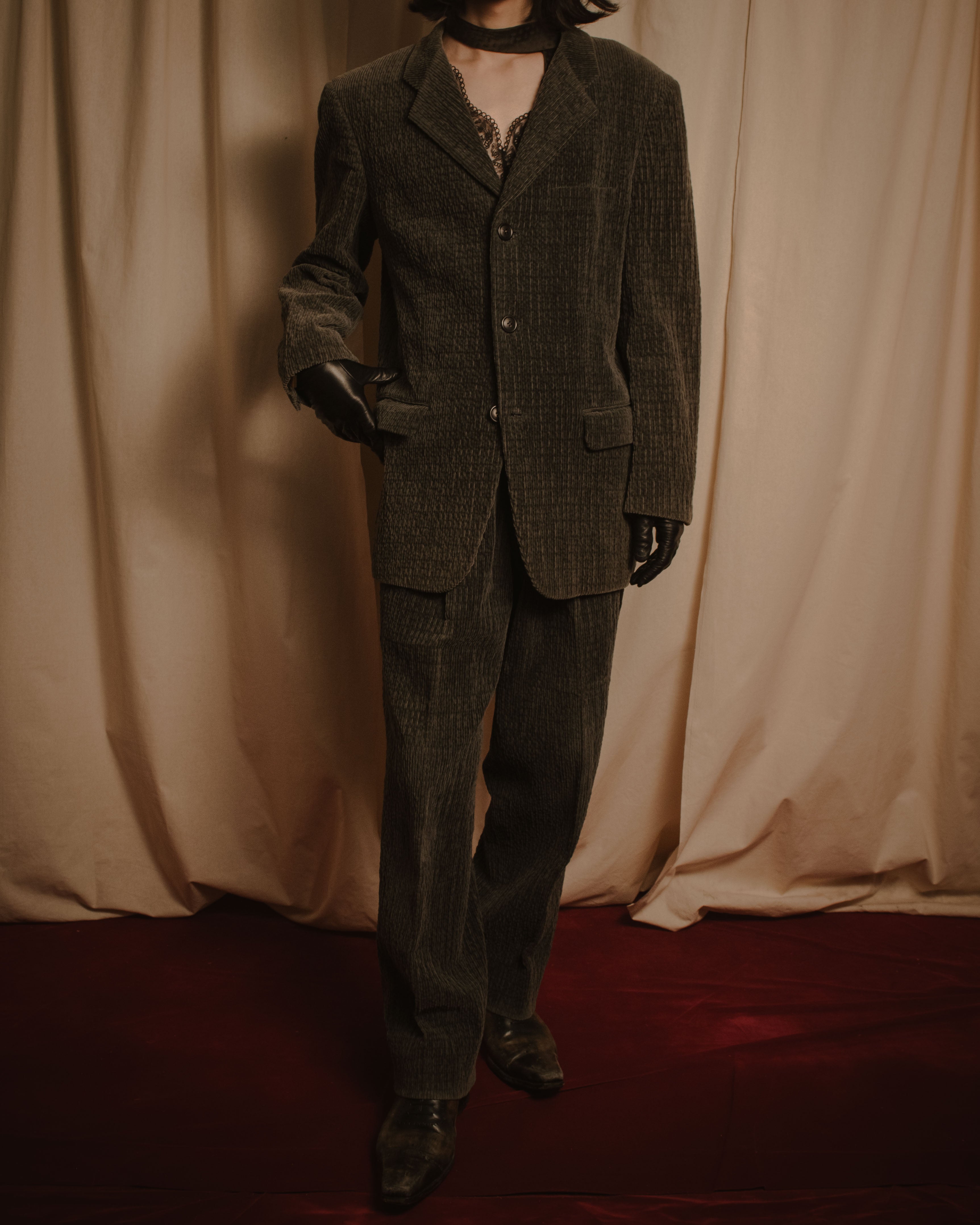 –SPECIAL– "ISSEY MIYAKE MEN" 98AW garment-pleated cotton tailoring set-up