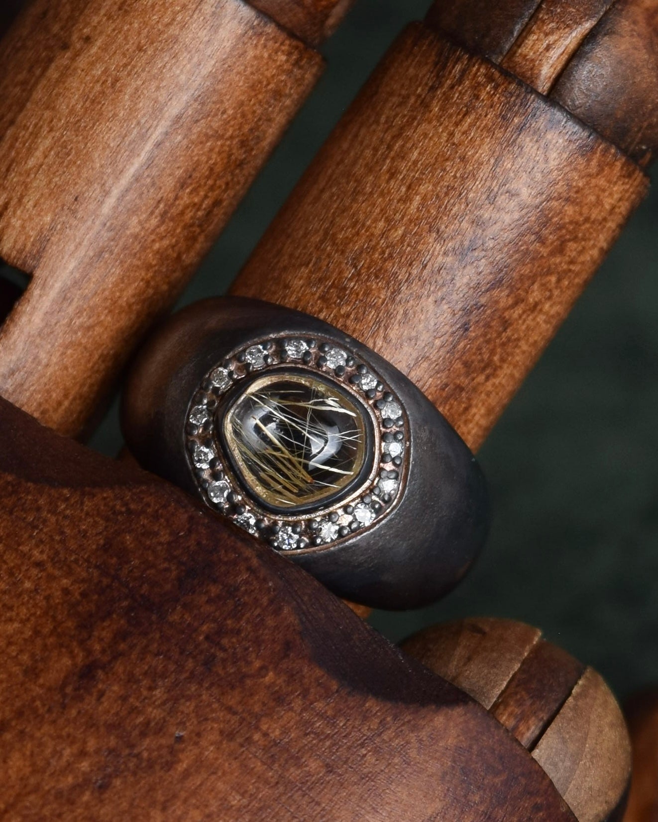 "agete" Rutilated quartz K10 silver coated ring