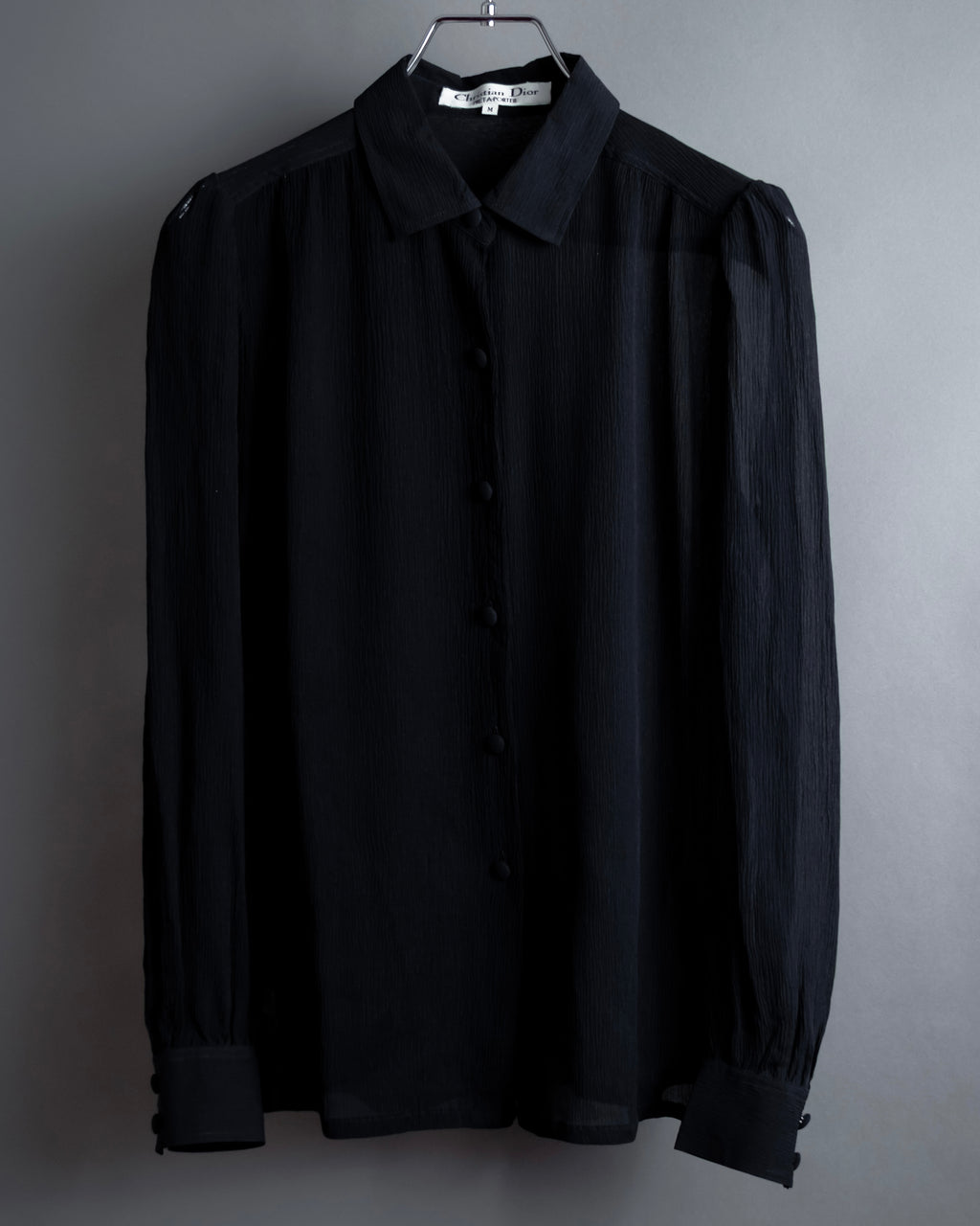 "Christian Dior PRETA PORTER" Compact gathered design crepe fabric blouse