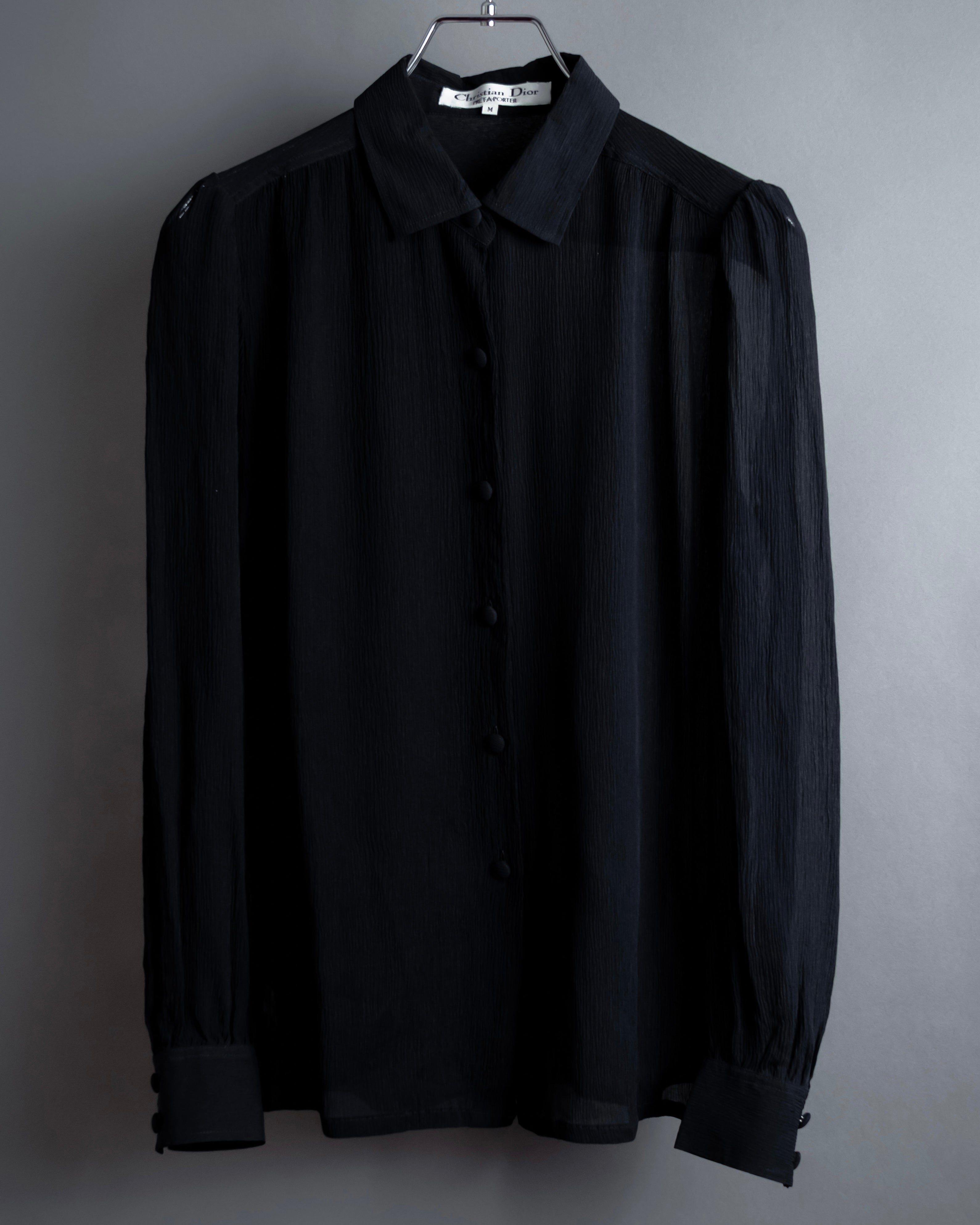 "Christian Dior PRETA PORTER" Compact gathered design crepe fabric blouse