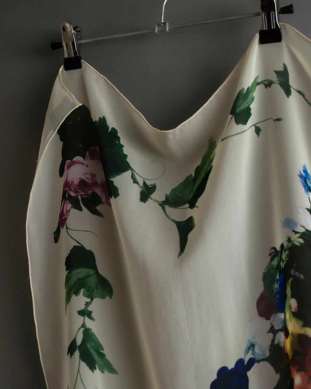 "Christian Dior" Wreath floral design silk scarf