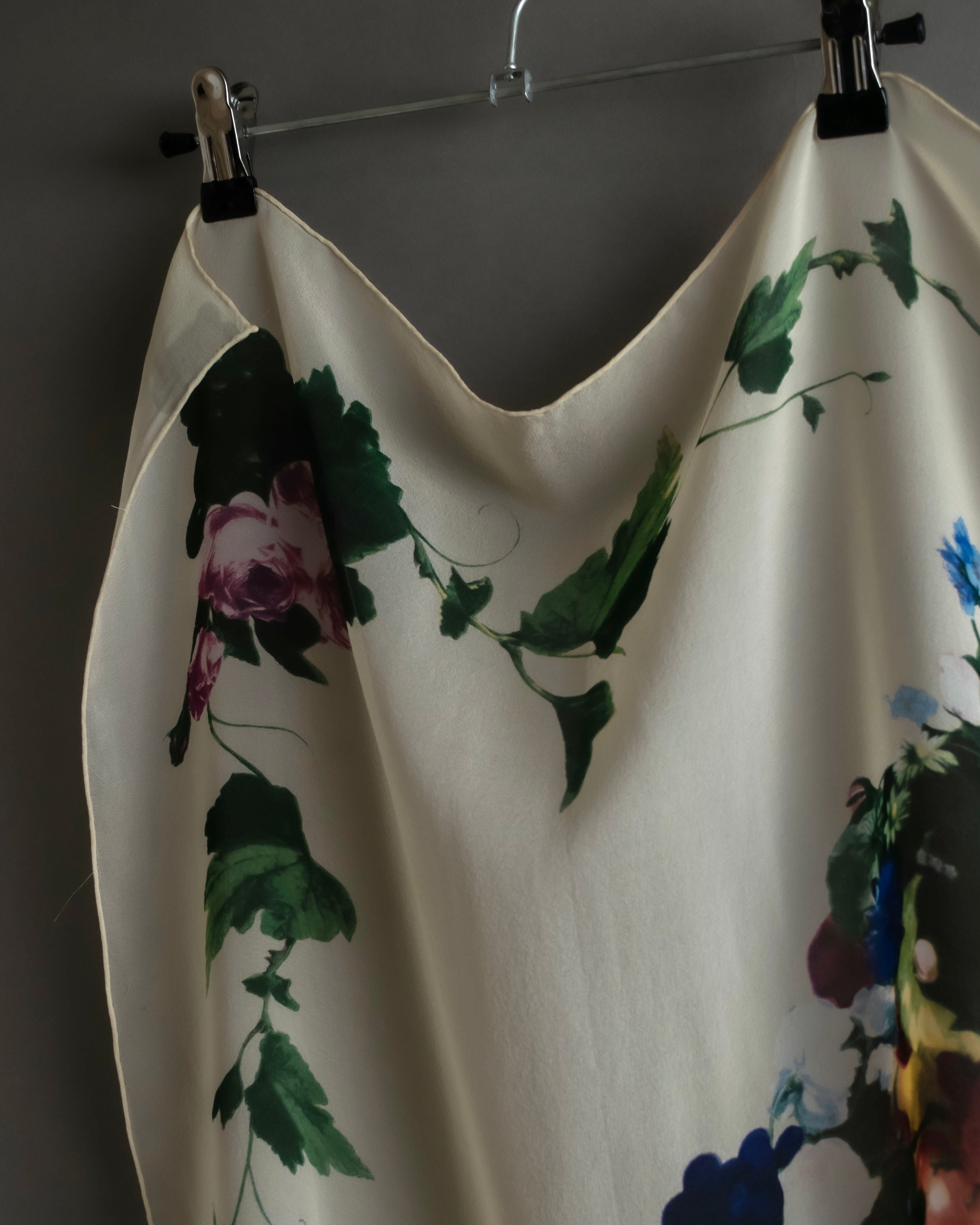 "Christian Dior" Wreath floral design silk scarf