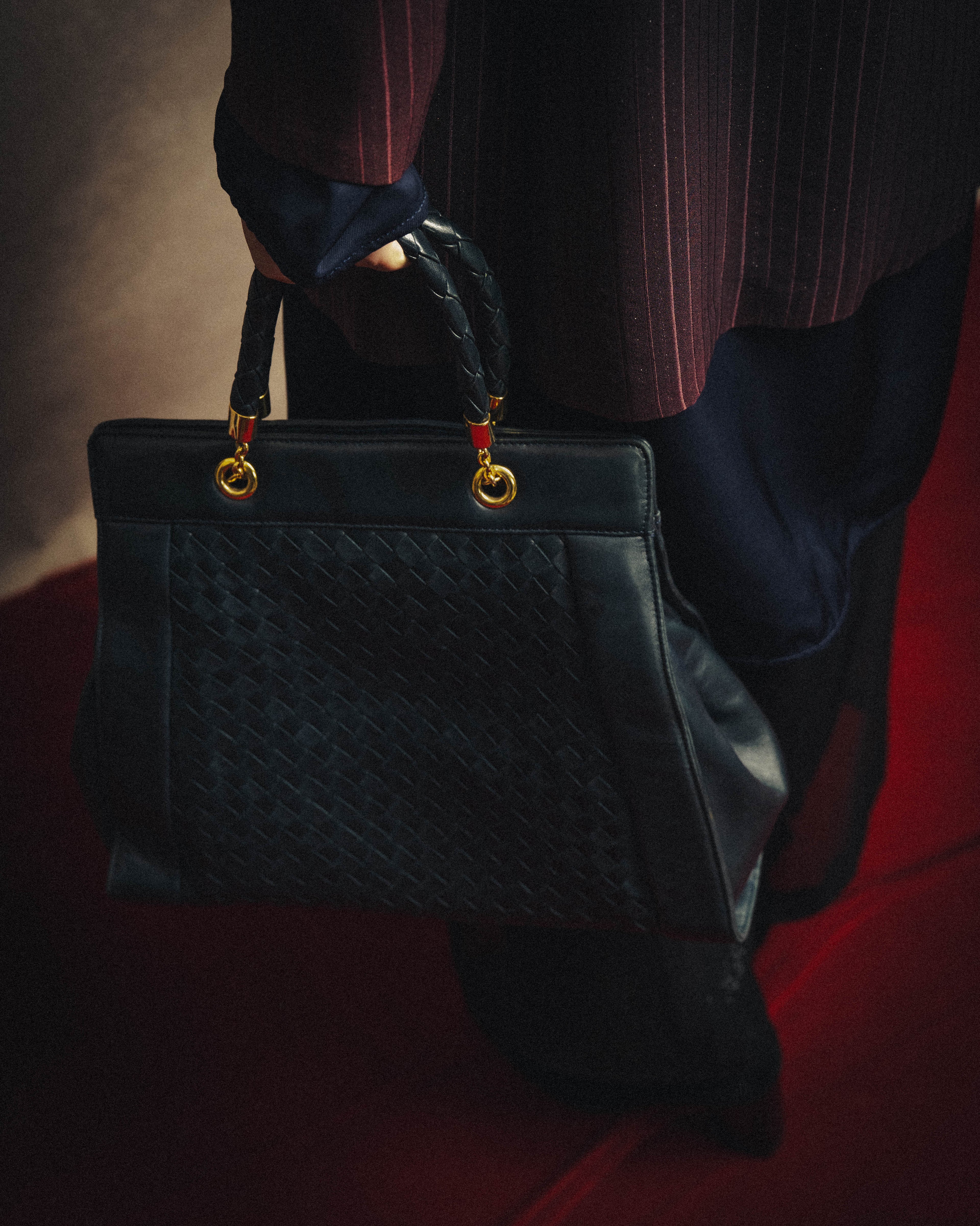 -SPECIAL- “Bottega Veneta” 00’s intrecciato braided handle oversized leather tote bag