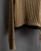 "MAISON MARGIELA" Ribbed drawcord cotton linen knit pullover