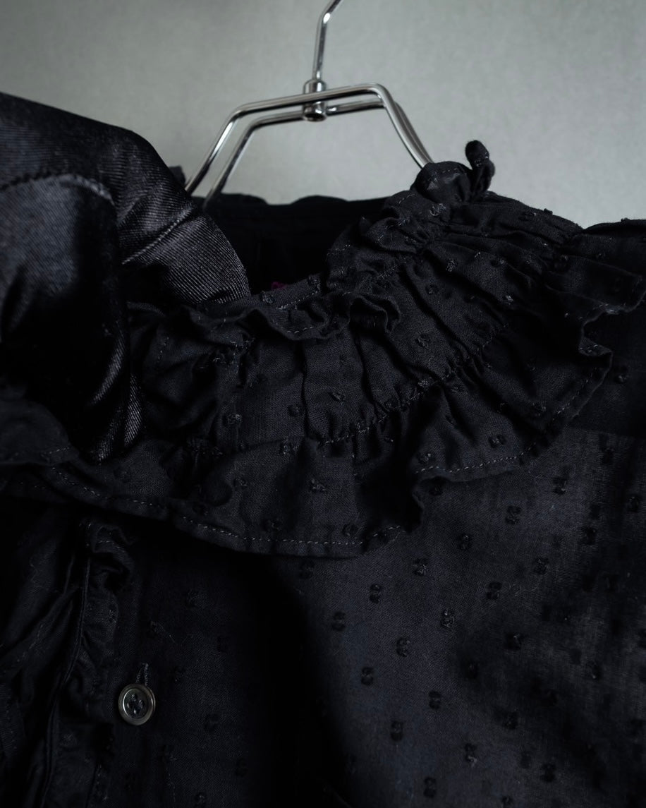 "tricot COMME des GARCONS"  80's Tiered ruffle design, dotted sheer blouse